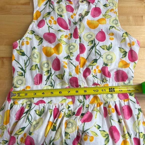 Cynthia Rowley Fruit Print Linen Blend Sleeveless Shirt Dress Belted Size 6 - Picture 12 of 13